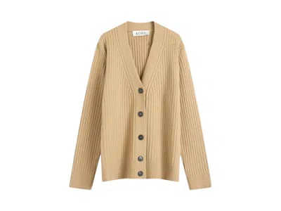 Pre-owned Palm Angels Men's  Curved Logo Cardigan In Beige In Sand