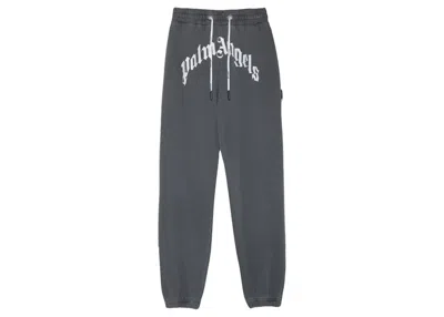 Pre-owned Palm Angels Men's  Curved Logo Sweatpants In Black White In Multi