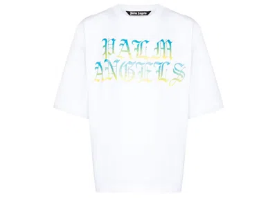 Pre-owned Palm Angels Men's  Degradé Logo Print Cotton T-shirt In White