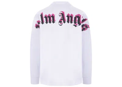 Pre-owned Palm Angels Men's  Double Logo Print T-shirt In White
