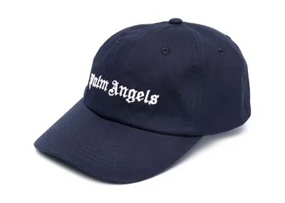 Pre-owned Palm Angels Men's  Embroidered Logo Cap In Navy Blue White In Multi