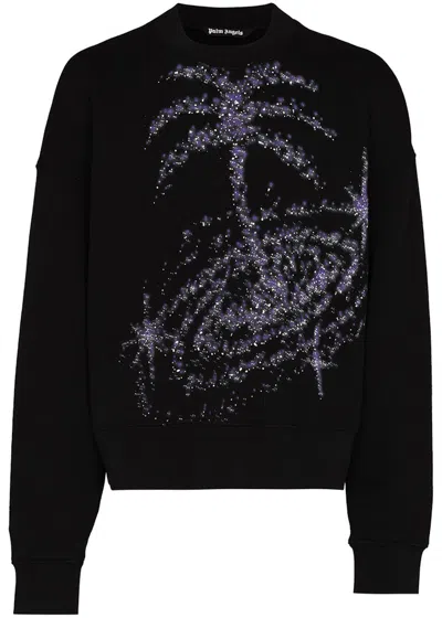 Pre-owned Palm Angels Men's  Galaxy Glittered Sweatshirt In Black
