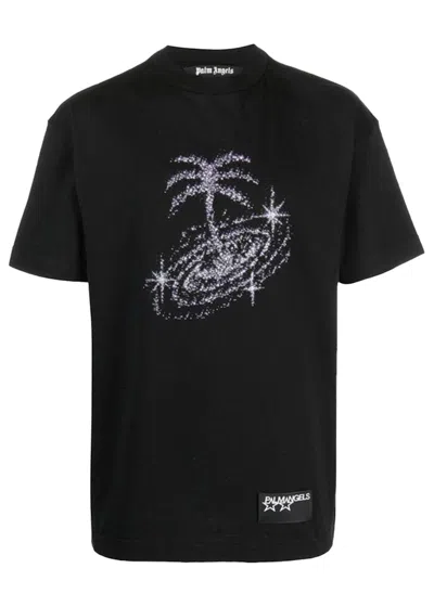 Pre-owned Palm Angels Men's  Galaxy Glittered T-shirt In Black