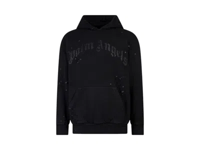Pre-owned Palm Angels Men's  Gd Glittered Logo Hoodie In Black