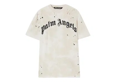 Pre-owned Palm Angels Men's  Glittered Logo Classic T-shirt In Off White/black In Multi