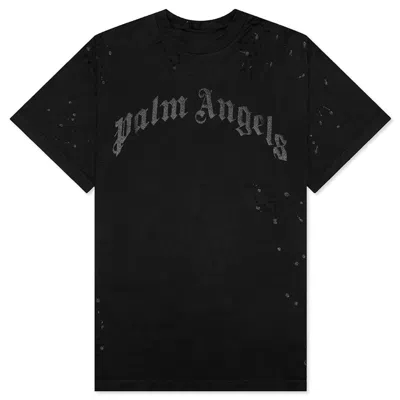 Pre-owned Palm Angels Men's  Glittered Logo T-shirt In Black
