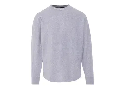 Pre-owned Palm Angels Men's  Gothic Logo Longsleeve T-shirt In Melange Grey In Gray