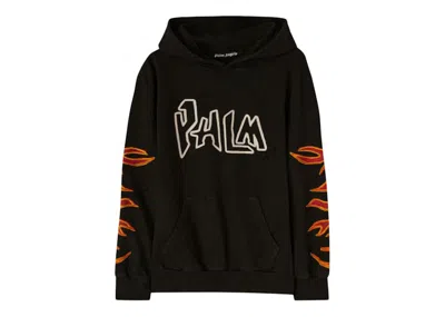 Pre-owned Palm Angels Men's  Graffiti Flames Hoodie In Black/white In Multi