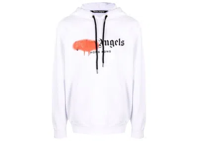 Pre-owned Palm Angels Men's  Hong Kong Sprayed Logo Sweatshirt In White