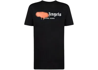 Pre-owned Palm Angels Men's  Hong Kong Sprayed Logo T-shirt In Black