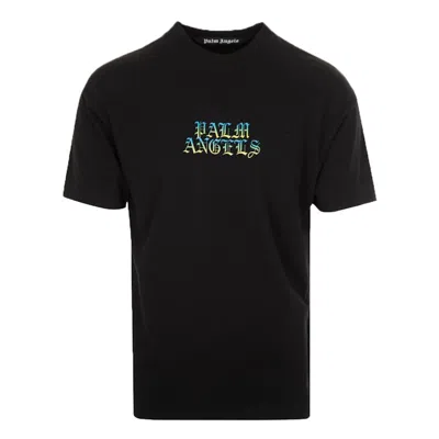 Pre-owned Palm Angels Men's  Hue Gothic Logo T-shirt In Black