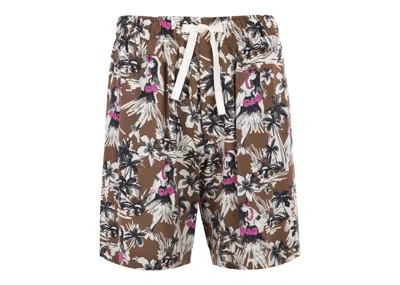 Pre-owned Palm Angels Men's  Hula Viscose Short Pantsin Beige