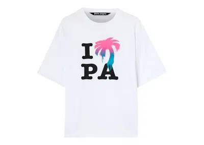 Pre-owned Palm Angels Men's  I Love Pa Classic Tshirtin White