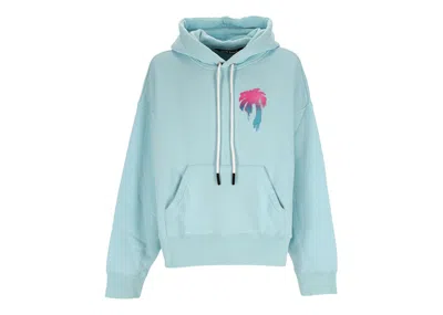 Pre-owned Palm Angels Men's  I Love Pa Popover Hoodiein Light Blue