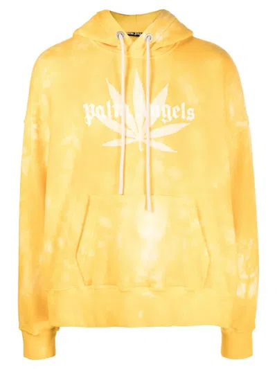 Pre-owned Palm Angels Men's  Leaf Tie Dye Hoodie In Yellow