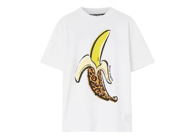 Pre-owned Palm Angels Men's  Leopard Banana Classic T-shirt In White/yellow
