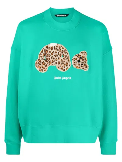 Pre-owned Palm Angels Men's  Leopard Bear Sweatshirt In Forest Green/brown