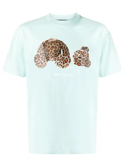 Pre-owned Palm Angels Men's  Leopard Bear T-shirt In Seafoam/brown In Multi