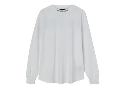 Pre-owned Palm Angels Men's  Logo Long Sleeve T-shirt In White/black In Multi