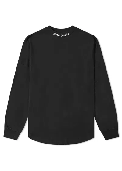Pre-owned Palm Angels Men's  Logo Mock Neck Longsleeve T-shirt In Black/white