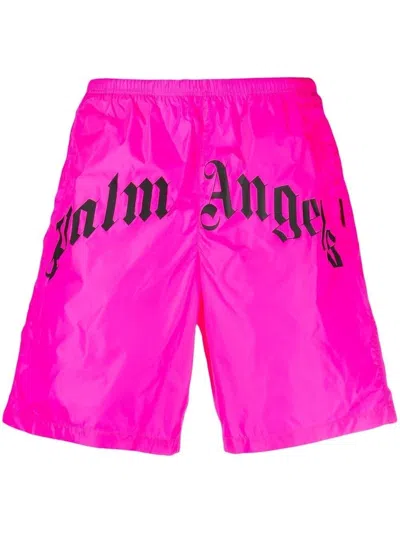 Pre-owned Palm Angels Men's  Logo Print Swimming Shorts In Hot Pink