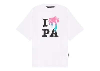 Pre-owned Palm Angels Men's  Logo Print T-shirt In White