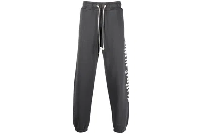 Pre-owned Palm Angels Men's  Logo Print Track Pants In Grey/white In Multi
