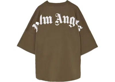 Pre-owned Palm Angels Men's  Logo T-shirt In Military Green