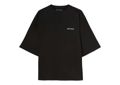 Pre-owned Palm Angels Men's  Logoembroidered Cotton T-shirt In Black