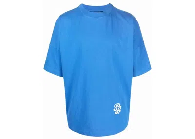 Pre-owned Palm Angels Men's  Logoprint Oversized T-shirt In Royal Blue/white