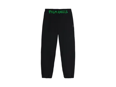 Pre-owned Palm Angels Men's  Logoprinted Elasticated Waist Track Pants In Black/green In Multi
