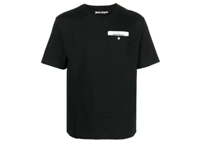 Pre-owned Palm Angels Men's  Logotape Cotton T-shirt In Black