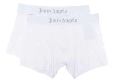 Pre-owned Palm Angels Men's  Logowaistband Boxers (pack Of 2) In White