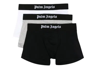 Pre-owned Palm Angels Men's  Logowaistband Boxers (pack Of 3) In Black/grey/white
