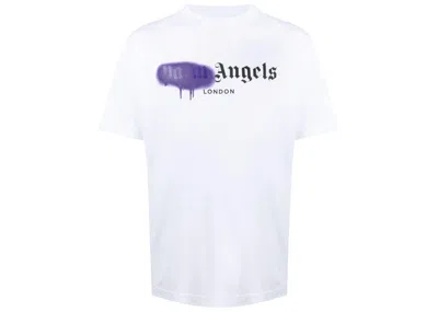 Pre-owned Palm Angels Men's  London Sprayed Logo T-shirt In White