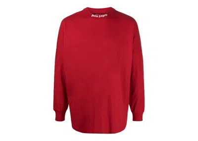 Pre-owned Palm Angels Men's  Long Sleeve Classic Logo T-shirt In Red/white