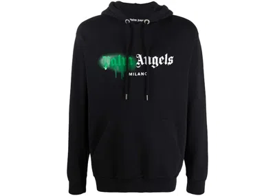 Pre-owned Palm Angels Men's  Milano Sprayed Logo Hoodie In Black