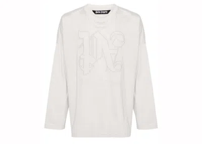 Pre-owned Palm Angels Men's  Monogram Cotton T-shirt In Light Grey In Gray