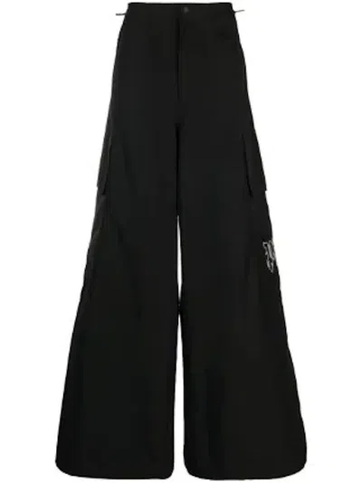 Pre-owned Palm Angels Men's  Monogram Parachute Pants In Black