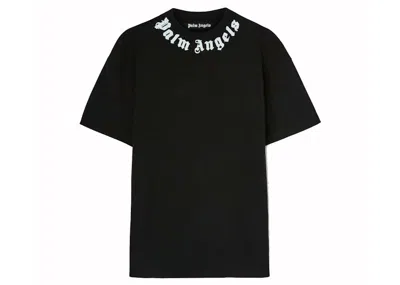 Pre-owned Palm Angels Men's  Neck Logo T-shirt In Black
