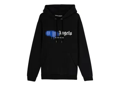 Pre-owned Palm Angels Men's  New York Sprayed Hoodie In Black/blue In Multi