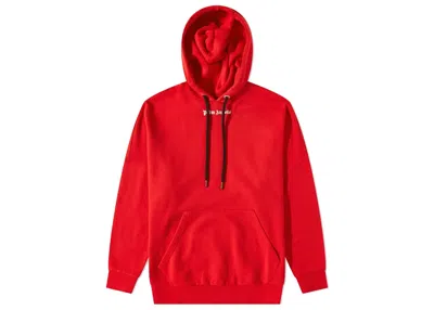 Pre-owned Palm Angels Men's  Oversized Logo Popover Sweatshirt In Red/white