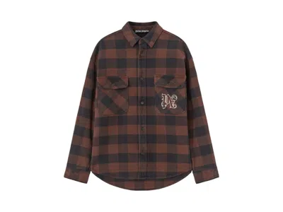 Pre-owned Palm Angels Men's  Pa Monogram Check Over Shirt In Brown