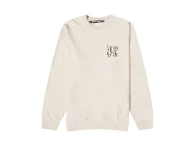 Pre-owned Palm Angels Men's  Pa Monogram Linen Crewneck Sweatshirt In Beige