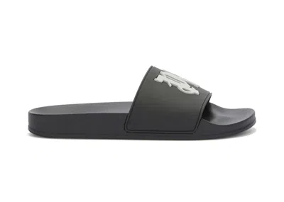 Pre-owned Palm Angels Men's  Pa Monogram Pool Slides Sneakers In Black/light Grey