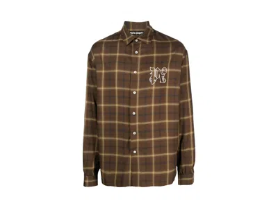 Pre-owned Palm Angels Men's  Pa Monogram Shirt In Brown