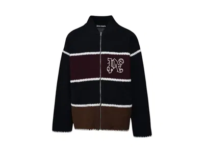 Pre-owned Palm Angels Men's  Pa Monogram Striped Knit Jacket In Blue