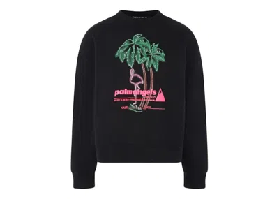 Pre-owned Palm Angels Men's  Pa Ski Club Oversize Crew Sweatin Black