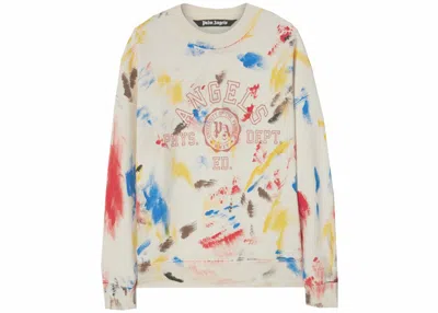 Pre-owned Palm Angels Men's  Painted College Sweatshirt In Off White/red