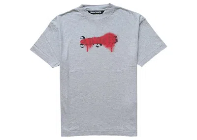 Pre-owned Palm Angels Men's  Paintsplatter Logo T-shirt In Grey/red